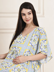 Yellow Floral Rayon Maternity Kaftan