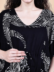 Black Abstract Rayon Maternity Kaftan