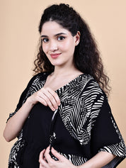 Black Abstract Rayon Maternity Kaftan
