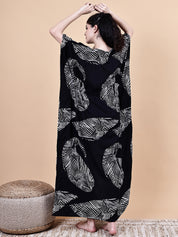 Black Abstract Rayon Maternity Kaftan