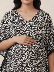 Black Abstract Rayon Maternity Kaftan