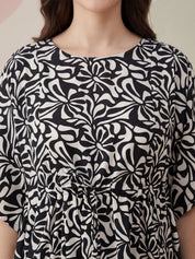 Black Abstract Rayon Maternity Kaftan