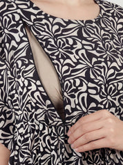 Black Abstract Rayon Maternity Kaftan