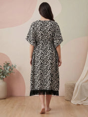 Black Abstract Rayon Maternity Kaftan
