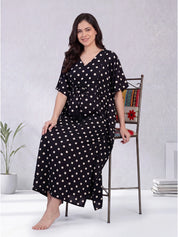Black Polka Dots Rayon Maternity Kaftan