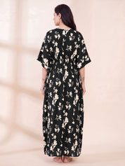 Black Floral Rayon Maternity Kaftan