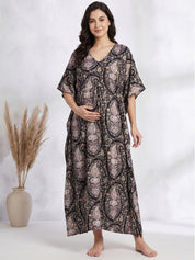 Black Paisley Rayon Maternity Kaftan