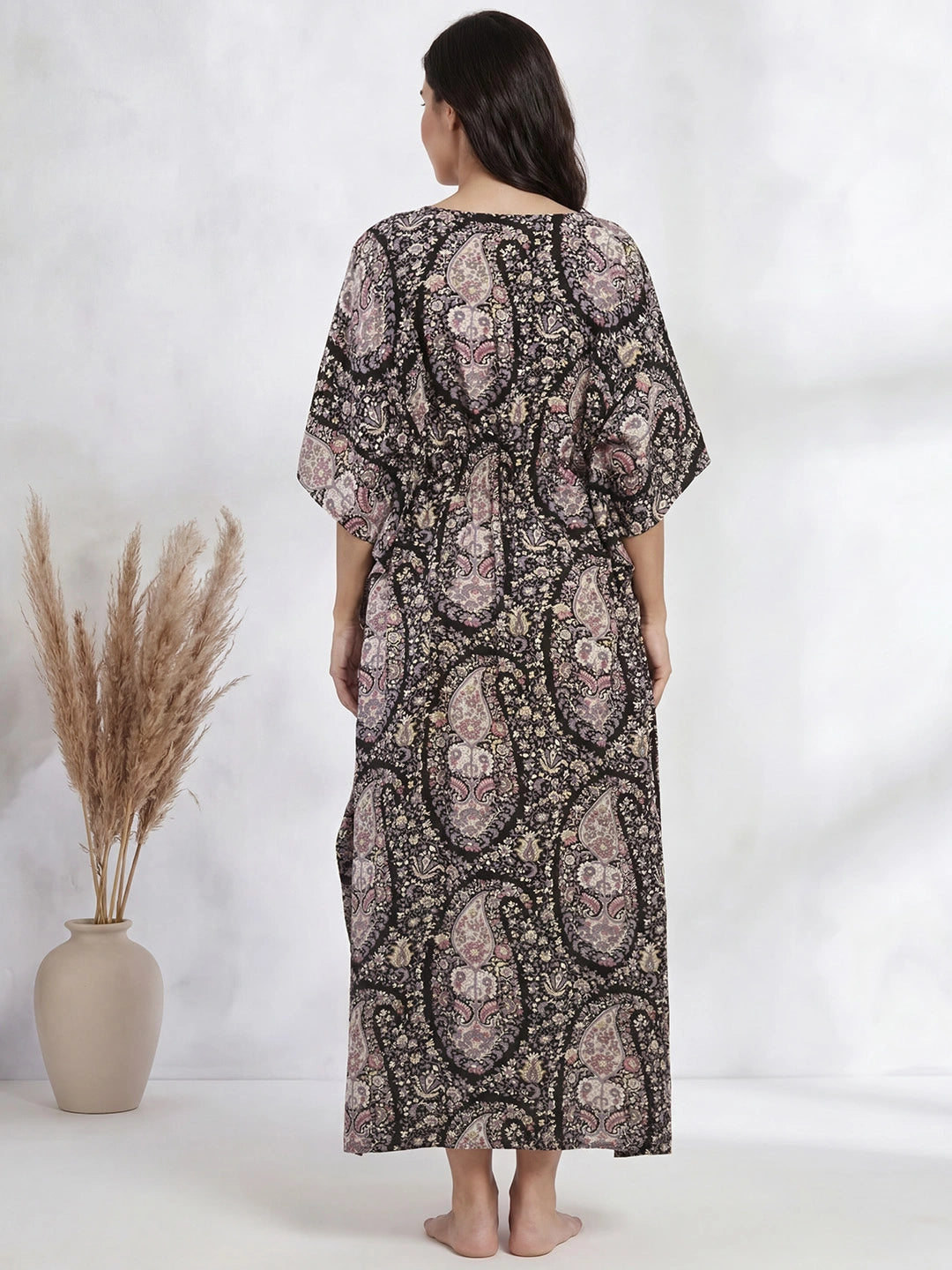 Black Paisley Rayon Maternity Kaftan