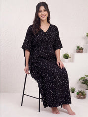 Black Polka Dots Rayon Maternity Kaftan