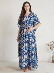 Blue Leaf Rayon Maternity Kaftan