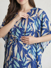 Blue Leaf Rayon Maternity Kaftan