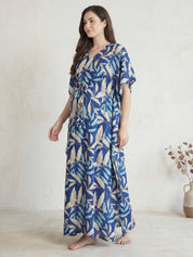 Blue Leaf Rayon Maternity Kaftan