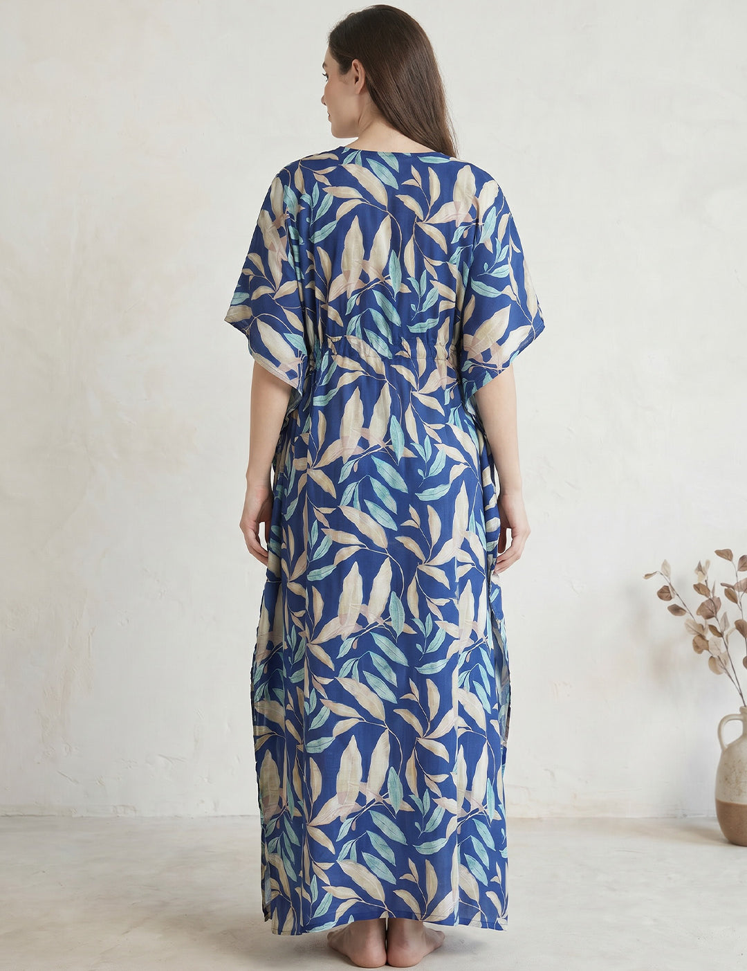 Blue Leaf Rayon Maternity Kaftan