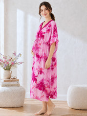Pink Tie & Dye Rayon Maternity Kaftan