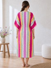 Multi Color Striped Rayon Maternity Kaftan