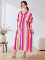 Multi Color Striped Rayon Maternity Kaftan