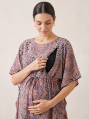 Multi-Color Abstract Rayon Maternity Kaftan