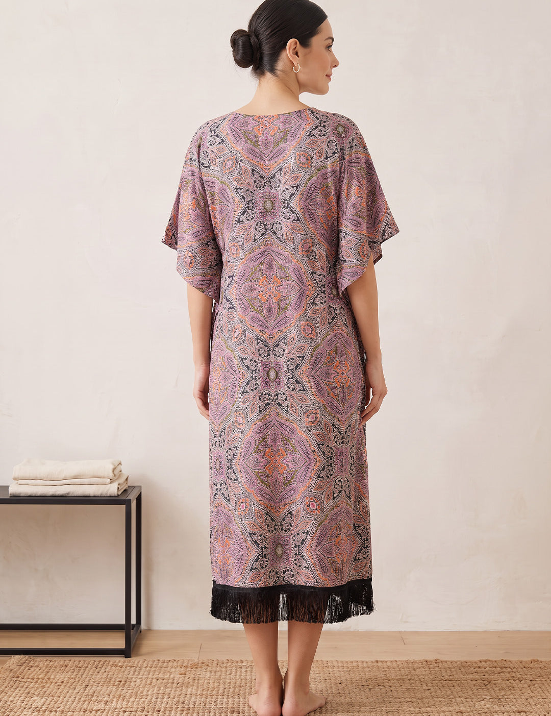 Multi-Color Abstract Rayon Maternity Kaftan