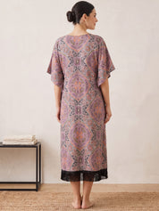 Multi-Color Abstract Rayon Maternity Kaftan