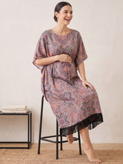 Multi-Color Abstract Rayon Maternity Kaftan