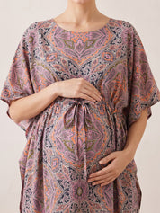 Multi-Color Abstract Rayon Maternity Kaftan