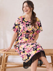 Multi-Color Floral Rayon Maternity Kaftan