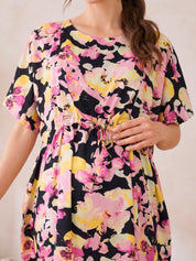 Multi-Color Floral Rayon Maternity Kaftan