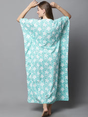 Sky Blue & White Floral Kaftan