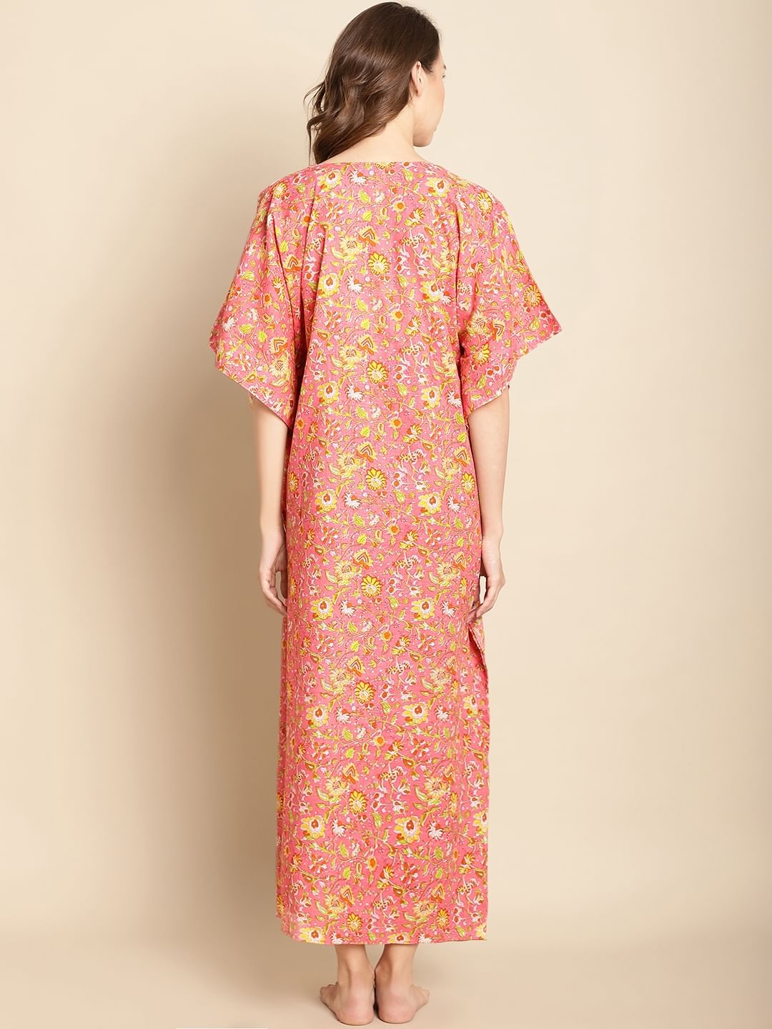 Floral Printed Peach Kaftan