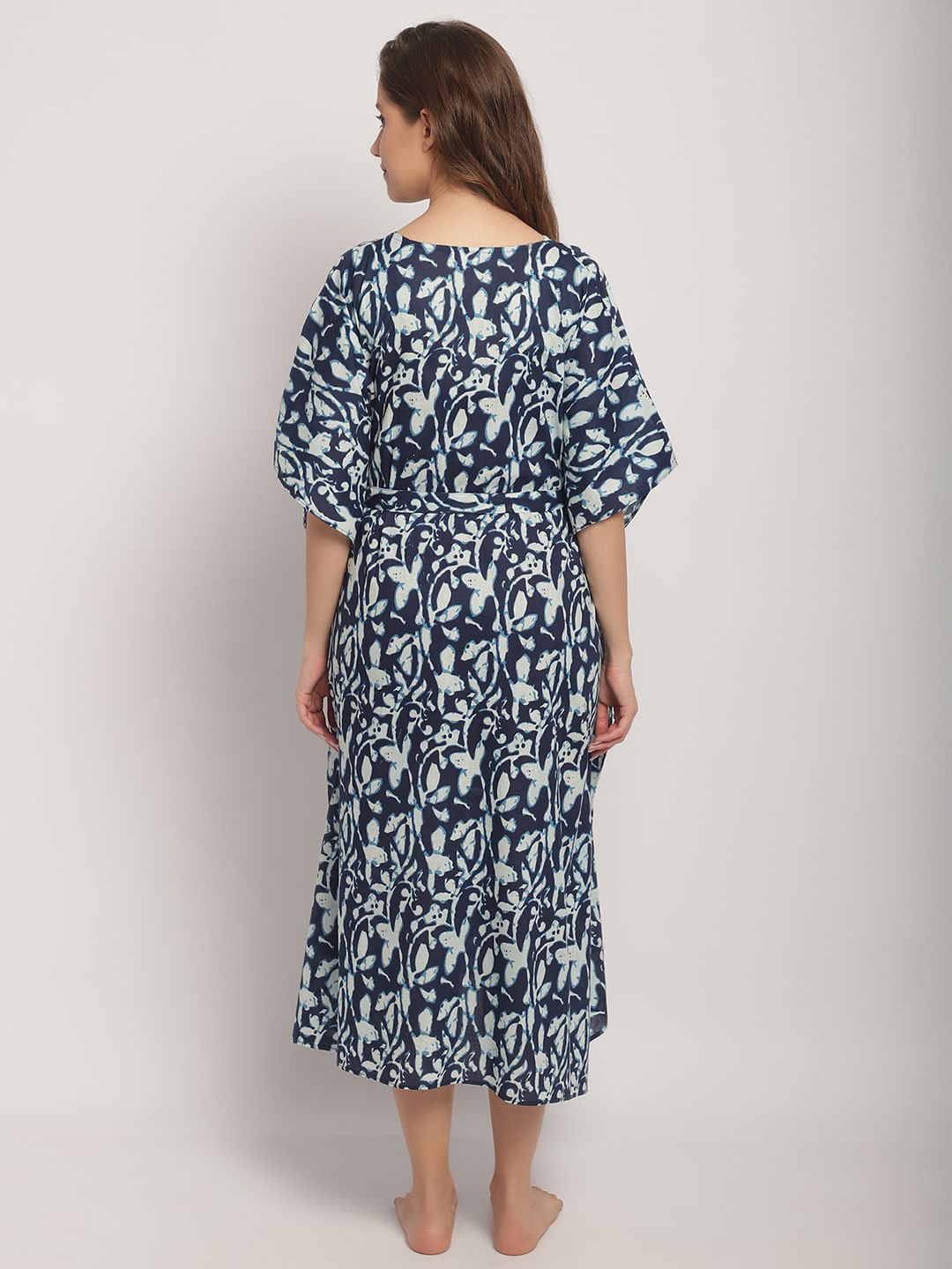Blue Maternity Print Kaftan Nightdress