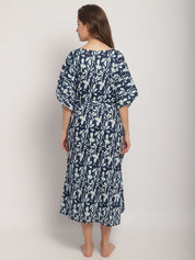 Blue Maternity Print Kaftan Nightdress