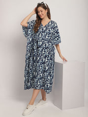 Blue Maternity Print Kaftan Nightdress