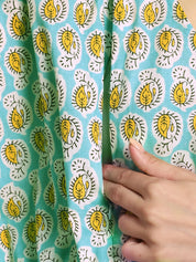 Sky Blue and Yellow Paisley Print Maternity Kaftan Nighty