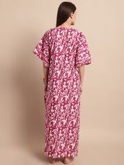 Pink Floral Printed Maternity Kaftan Nighty
