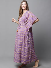 Purple & Yellow Floral Maternity Kaftan