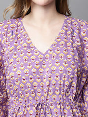 Purple & Yellow Floral Maternity Kaftan