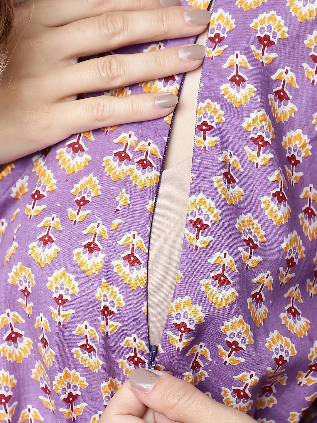 Purple & Yellow Floral Maternity Kaftan