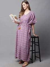 Purple & Yellow Floral Maternity Kaftan