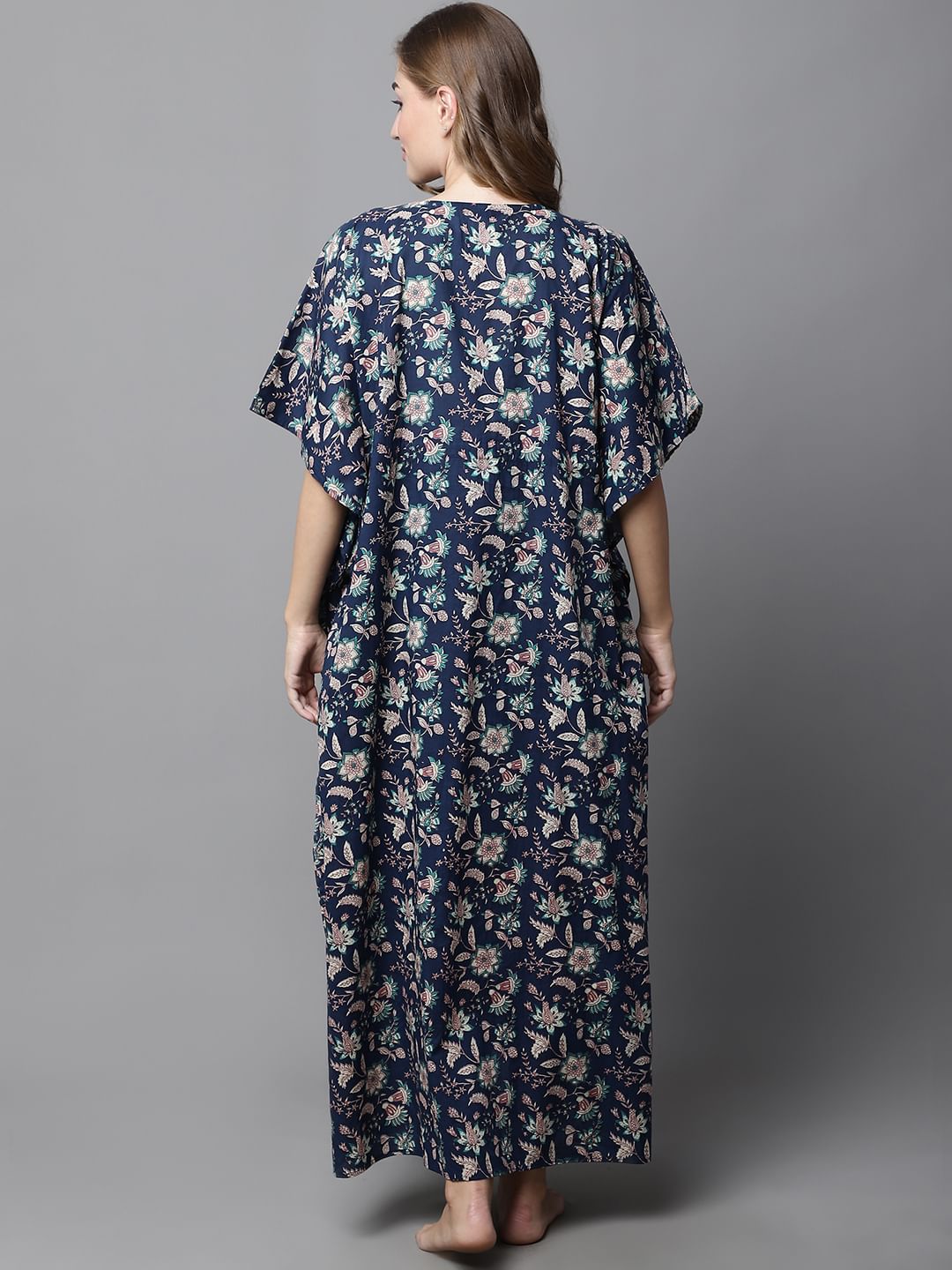 Navy Blue Floral Maternity Kaftan