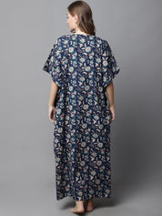 Navy Blue Floral Maternity Kaftan