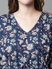 Navy Blue Floral Maternity Kaftan