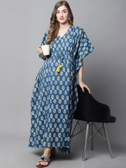 Navy Blue Floral Maternity Kaftan