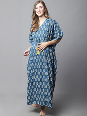 Navy Blue Floral Maternity Kaftan
