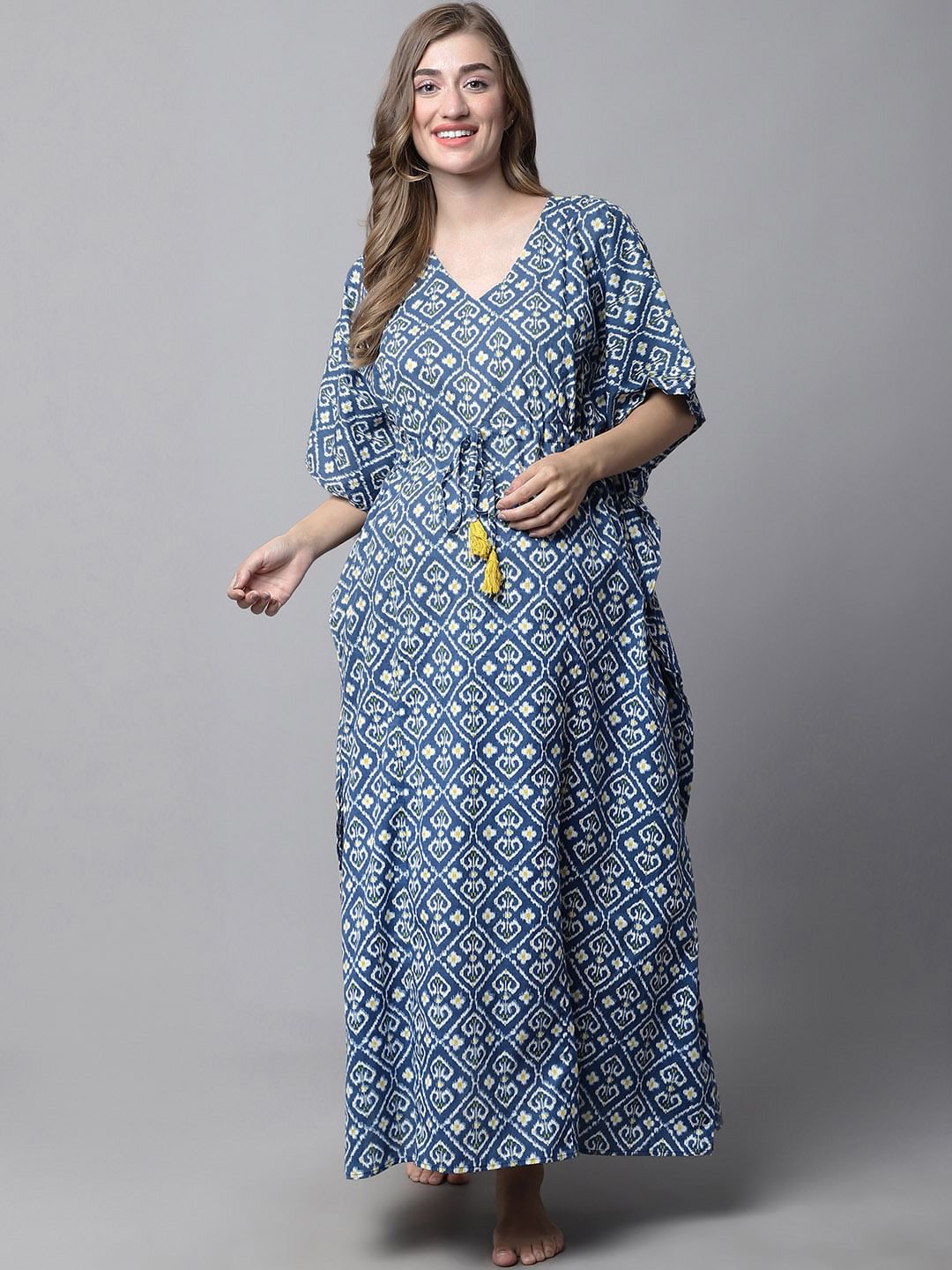 Navy Blue Floral Maternity Kaftan