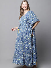 Navy Blue Floral Maternity Kaftan