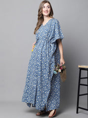 Navy Blue Floral Maternity Kaftan