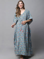 Blue Floral Maternity Kaftan