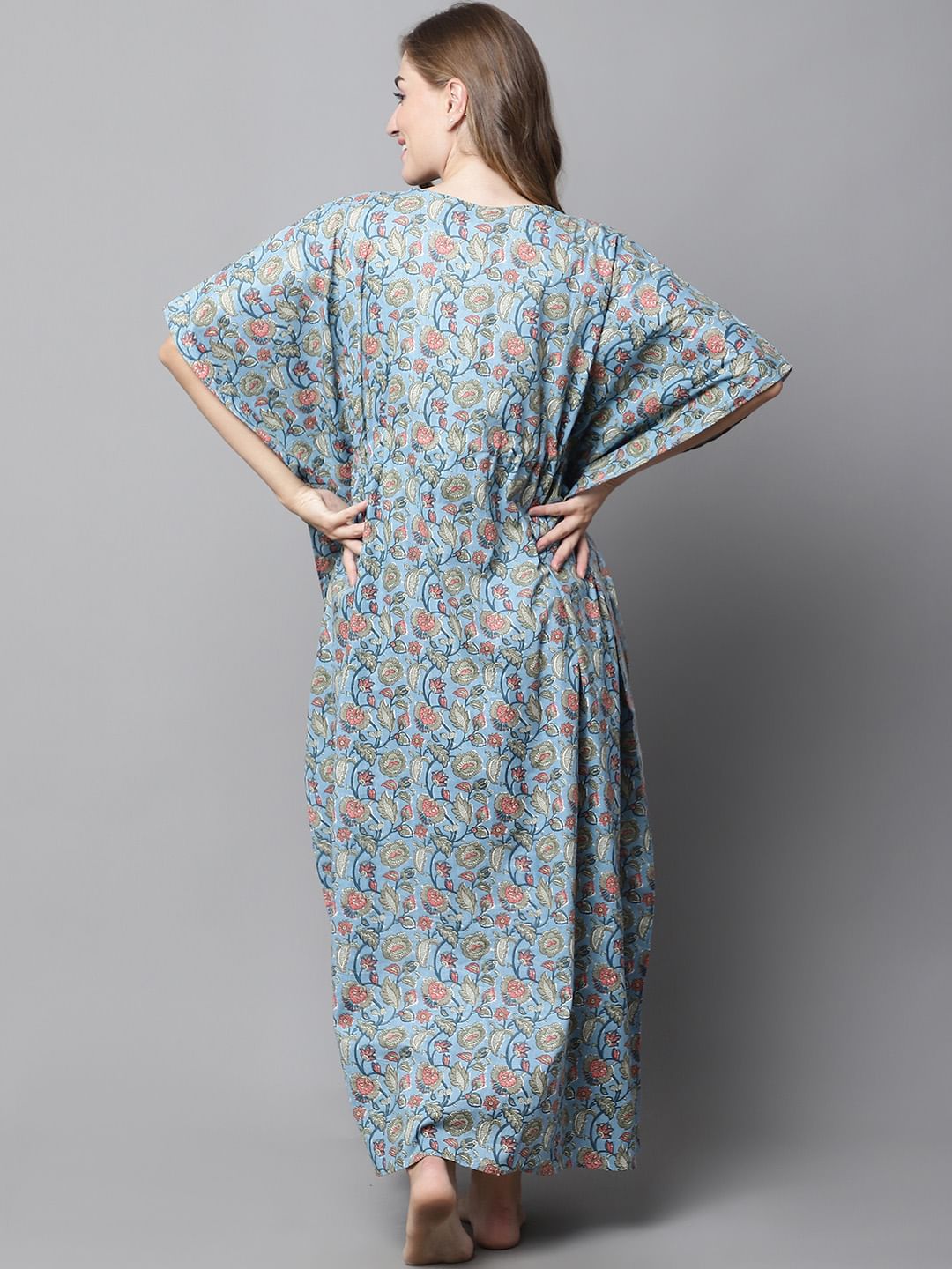 Blue Floral Maternity Kaftan