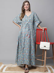 Blue Floral Maternity Kaftan