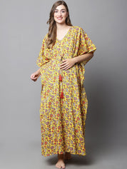 Yellow & Red Floral Maternity Kaftan